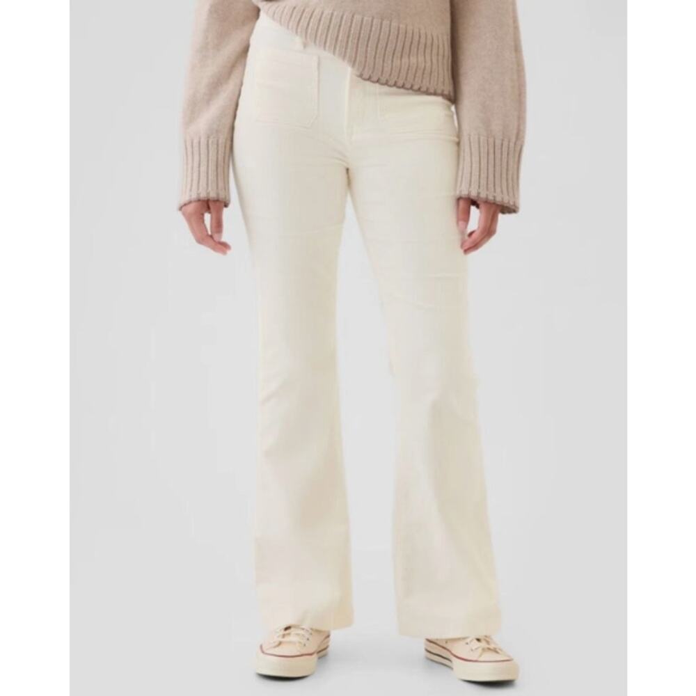 Gap High Rise Corduroy '70s Flare Stretch Pants Ivory Frost Size 32/14